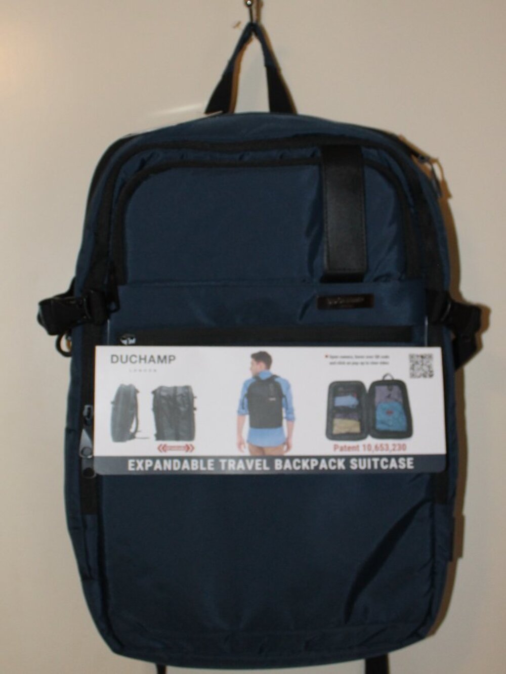 Duchamp Blue Expandable Travel Backpack Suitcase NWT
